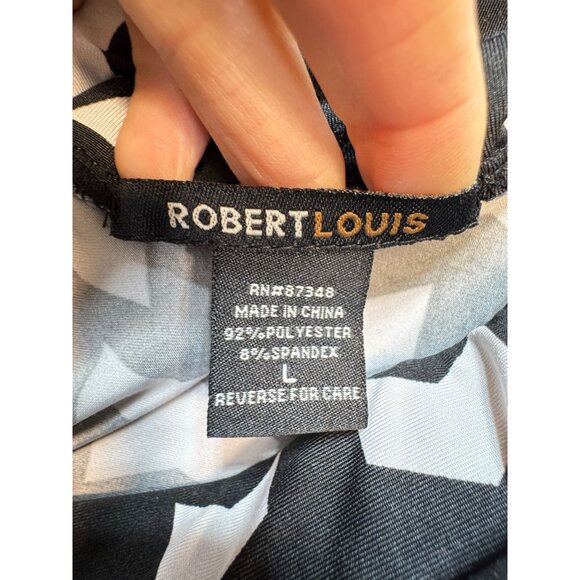 Robert Louis Womens A-Line Midi Skirt Size L Black White Geometric Casual Chic - Picture 2 of 11